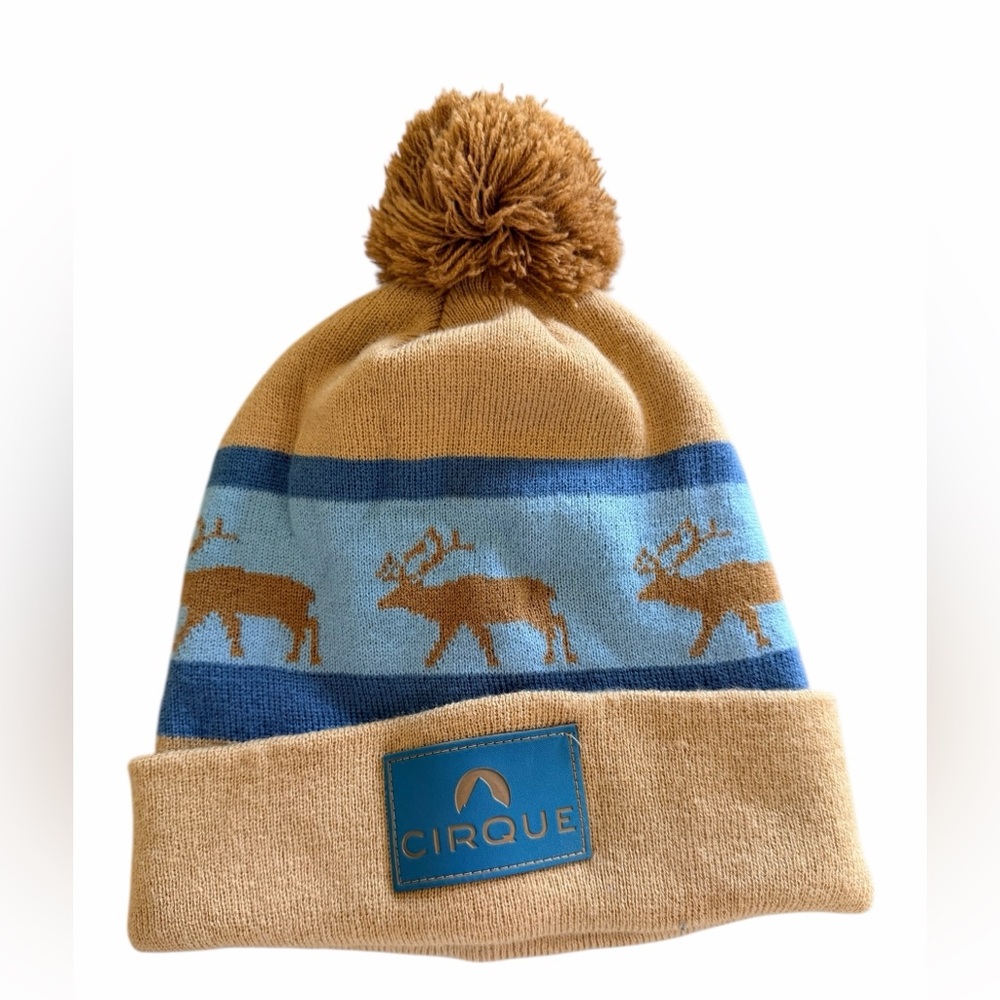 Men’s Cirque Tan and Blue Knit Elk Beanie
